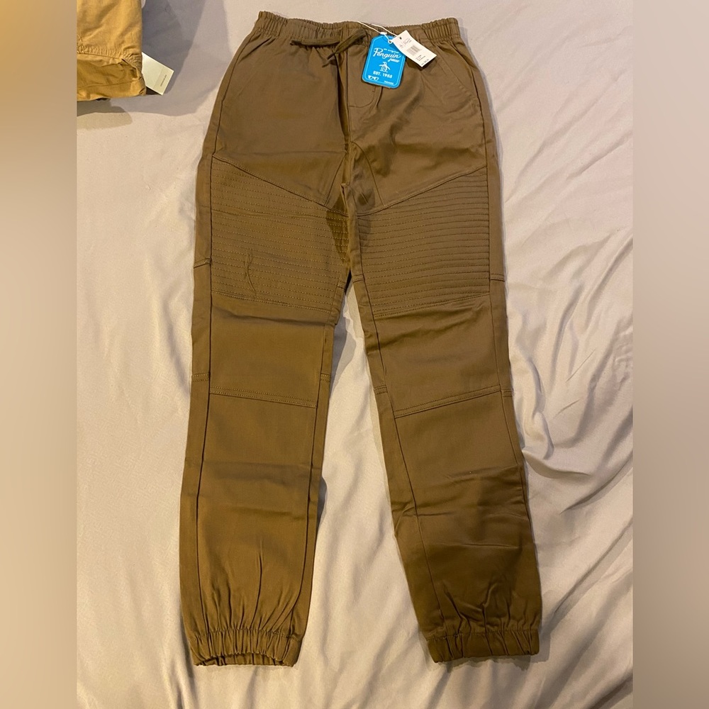 Khaki drawstring jogger pants